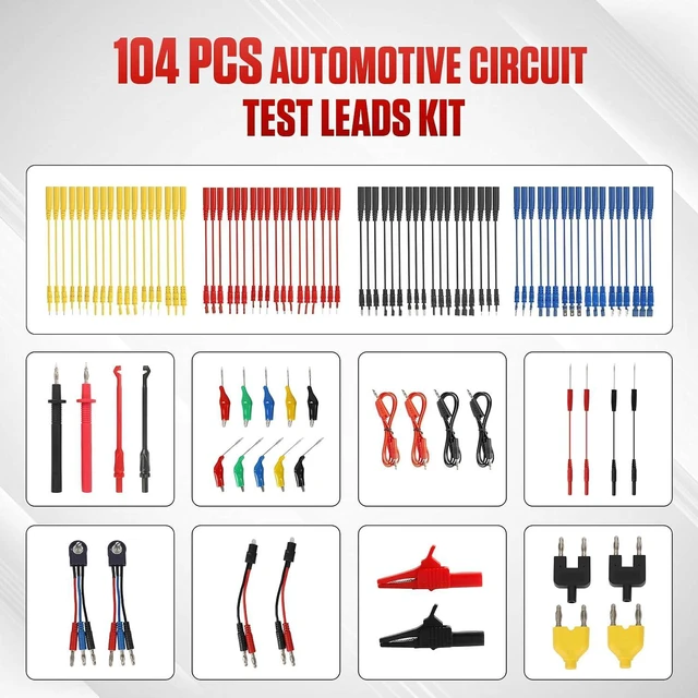Alt view image 2 of 7 - 104Pcs Auto Circuit Multimeter Test Leads Kit with Storage Case | Flexible multi-function test leads fit most multimeters; only for 12V automotive circuit testing
