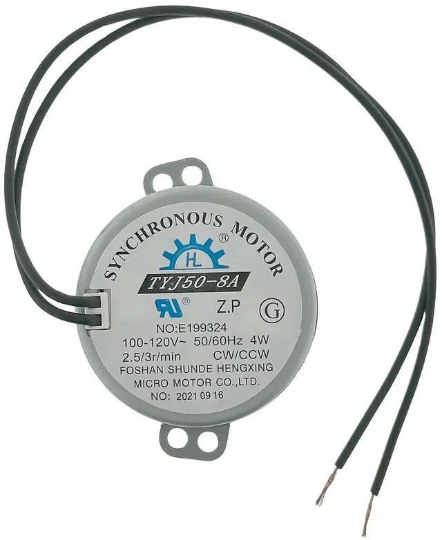 Main image of TYJ50-8A Synchronous Motor AC 100-120V 50/60Hz 4W 2.5-3rpm/min CW/CCW with UL