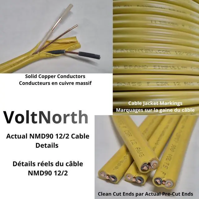 Alt view image 6 of 6 - NMD90 12/2 AWG Electrical Cable with Ground, 300 V, Yellow, 50 ft (15.24 m)