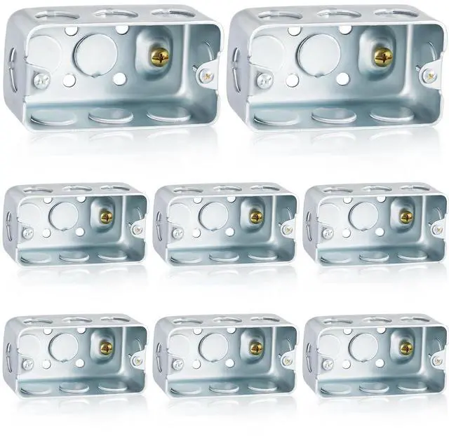Main image of Copkim 8 Pcs 4 x 2 Inch Metal Electrical Box 1-7/8" Deep 13 Cu. in. Capacity Square Electrical Junction Box Galvanized Steel Metal Drawn Construction, Silver
