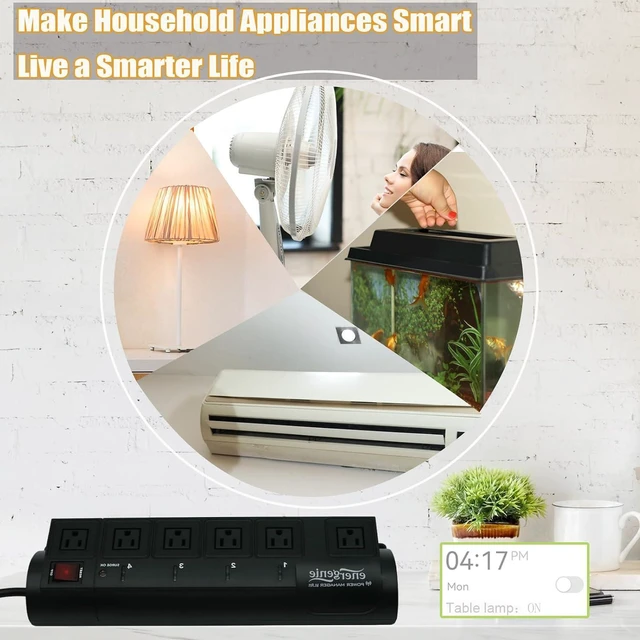 Alt view image 6 of 6 - Smart Plug Power Strip, 6sockets with 2 Always on Outlets, WiFi Surge Protector Compatible with Alexa & Google Home,Wall Mountable,Home Office Multi-Plug Extender, Black