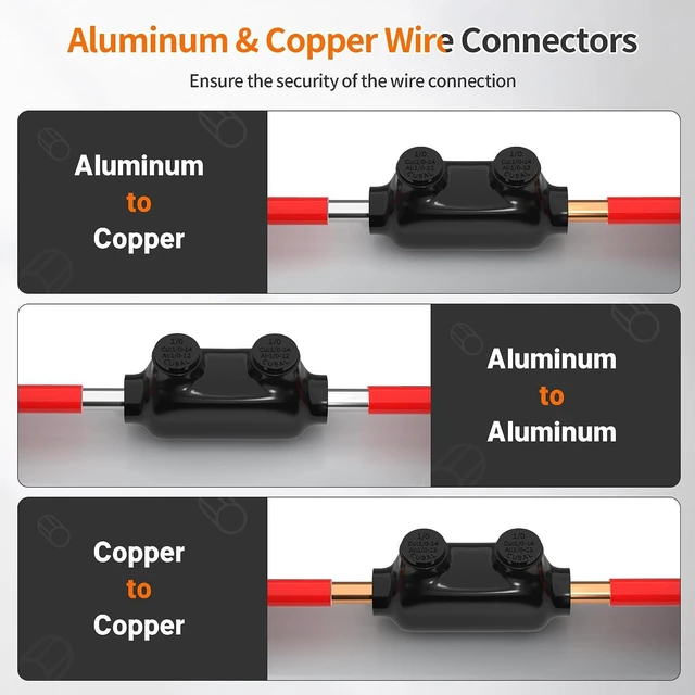Alt view image 4 of 6 - Joinfworld 2 Port Inline Splice Connector 1/0-14 AWG Aluminum to Copper Wire Connectors Insulated Wire Connectors Wire Cable Connectors with Slotted Allen Hex - 6 Pack