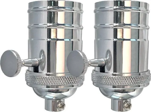 Main image of Royal Designs, Inc. Full Range 3 Way Vintage Turn Knob Lamp Socket (Polished Nickel, A. Set of 2)