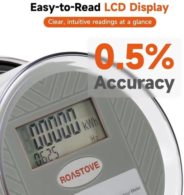 Alt view image 3 of 7 - 120V Digital Electric Meter, 2 Wire KWH Watt Meter for RV & Home, LCD Energy Usage Monitor, 0.5 Accuracy, Easy-to-Read Power Consumption Meter