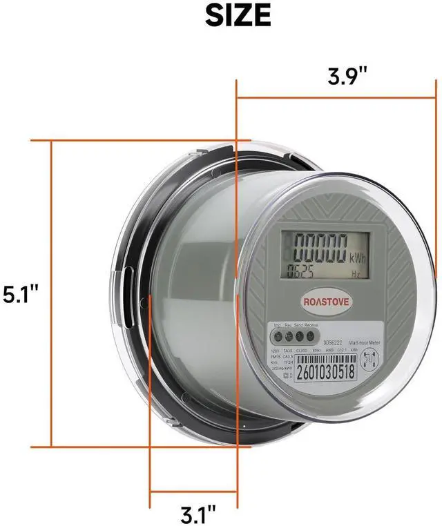 Alt view image 4 of 7 - 120V Digital Electric Meter, 2 Wire KWH Watt Meter for RV & Home, LCD Energy Usage Monitor, 0.5 Accuracy, Easy-to-Read Power Consumption Meter