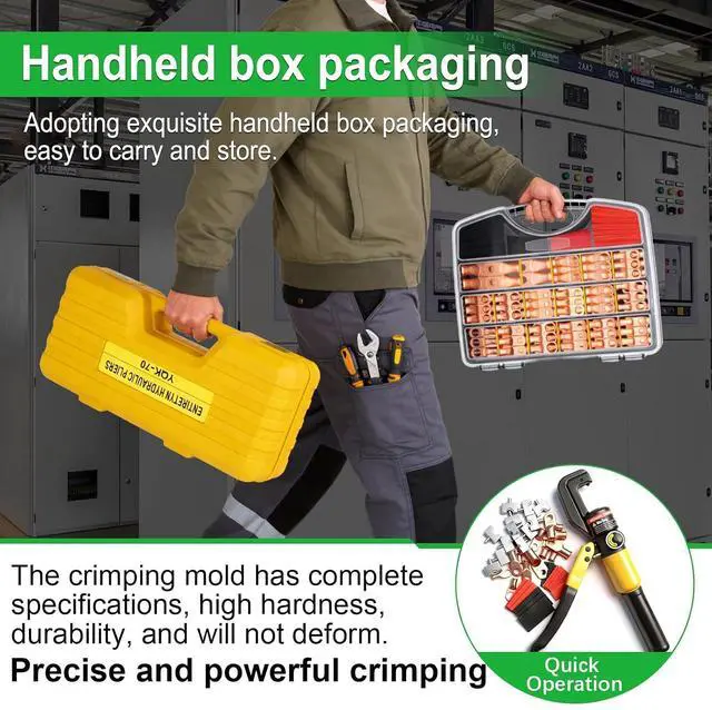Alt view image 2 of 7 - Twidec/230PCS Battery Cable Ends Kit AWG 8 6 4 2 1 1/0 2/0 Heavy Duty Copper Lugs Cable Wire Lugs,Copper Ring Terminals Connectors with Heat Shrink Tube and Hydraulic Crimping Tool 10 Tons with 9 Die