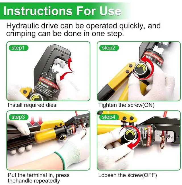 Alt view image 5 of 7 - Twidec/230PCS Battery Cable Ends Kit AWG 8 6 4 2 1 1/0 2/0 Heavy Duty Copper Lugs Cable Wire Lugs,Copper Ring Terminals Connectors with Heat Shrink Tube and Hydraulic Crimping Tool 10 Tons with 9 Die
