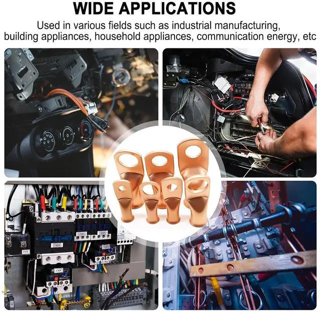 Alt view image 7 of 7 - Twidec/230PCS Battery Cable Ends Kit AWG 8 6 4 2 1 1/0 2/0 Heavy Duty Copper Lugs Cable Wire Lugs,Copper Ring Terminals Connectors with Heat Shrink Tube and Hydraulic Crimping Tool 10 Tons with 9 Die