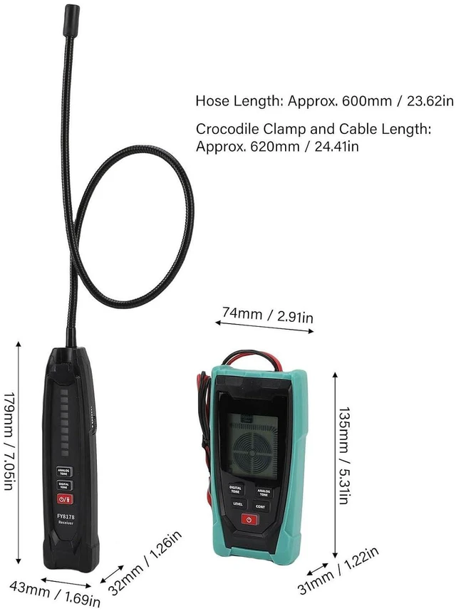 Alt view image 2 of 7 - Underground Wire Locator Adjustable Sensitivity Digital Analog Buried Wire Tracer Cable Break Detector