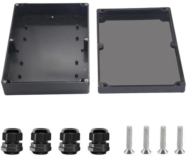 Main image of Project Box ABS Black Electrical Boxes IP67 Outdoor Waterproof box Electronic Junction Box Power Enclosure with Cable Glands for DIY Project 10.4 x 7.2 x 2.4 inch (263x182x60mm)