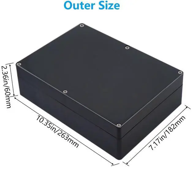 Alt view image 2 of 7 - Project Box ABS Black Electrical Boxes IP67 Outdoor Waterproof box Electronic Junction Box Power Enclosure with Cable Glands for DIY Project 10.4 x 7.2 x 2.4 inch (263x182x60mm)