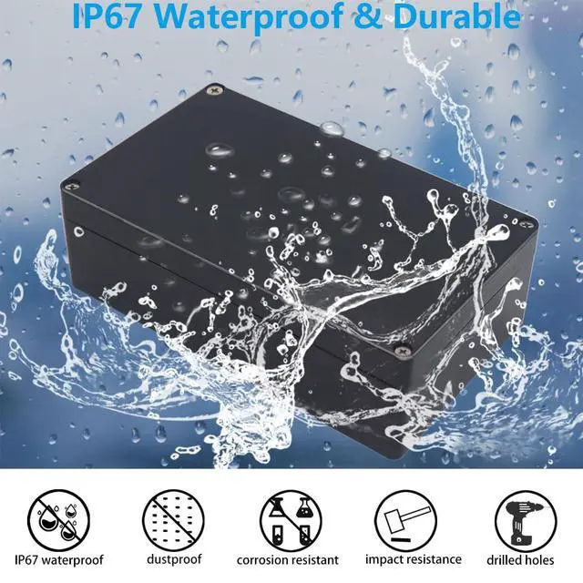 Alt view image 4 of 7 - Project Box ABS Black Electrical Boxes IP67 Outdoor Waterproof box Electronic Junction Box Power Enclosure with Cable Glands for DIY Project 10.4 x 7.2 x 2.4 inch (263x182x60mm)