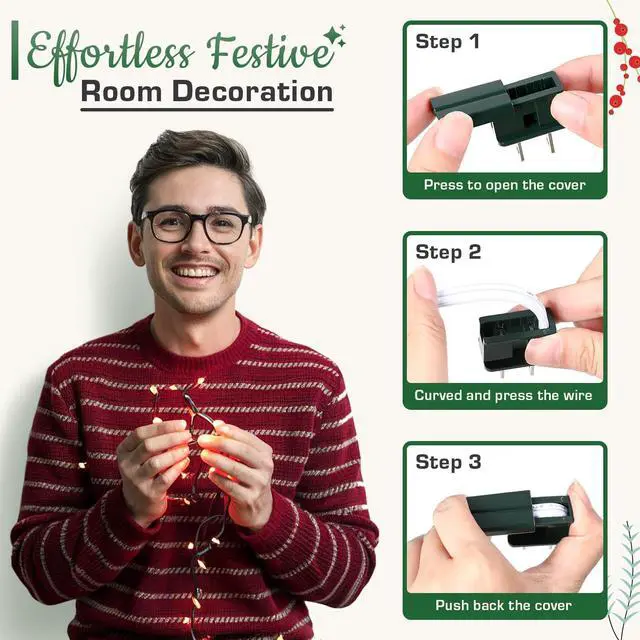 Alt view image 3 of 6 - Vampire Plug SPT-1 Christmas Holiday Male Slip Plug, Green Zip Plug, Gilbert Plug, Slide Plug, Electrical Light End Plug for Xmas Holiday Party Outdoor Indoor (SPT1 Green 25M)