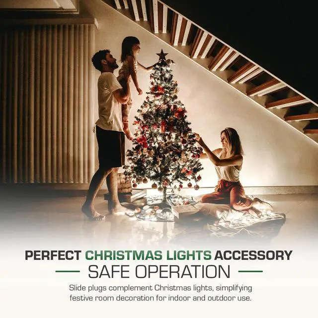 Alt view image 6 of 6 - Vampire Plug SPT-1 Christmas Holiday Male Slip Plug, Green Zip Plug, Gilbert Plug, Slide Plug, Electrical Light End Plug for Xmas Holiday Party Outdoor Indoor (SPT1 Green 25M)