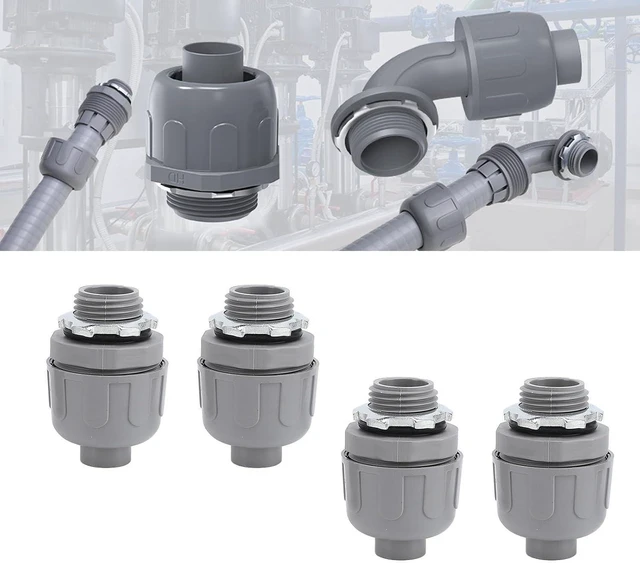 Alt view image 4 of 7 - 10PCS 1 Inch NPT Liquid Tight Connector Straight 180 Degree Flexible Conduit Connector Nylon 6 Material for Home Outdoor Tubes Tools