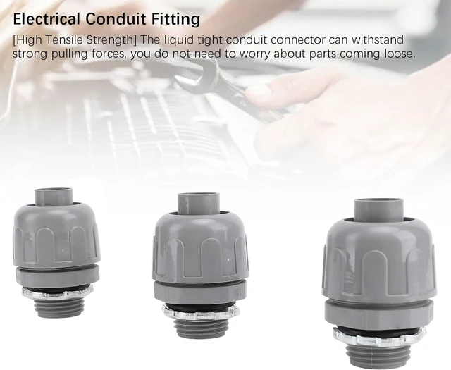 Alt view image 7 of 7 - 10PCS 1 Inch NPT Liquid Tight Connector Straight 180 Degree Flexible Conduit Connector Nylon 6 Material for Home Outdoor Tubes Tools