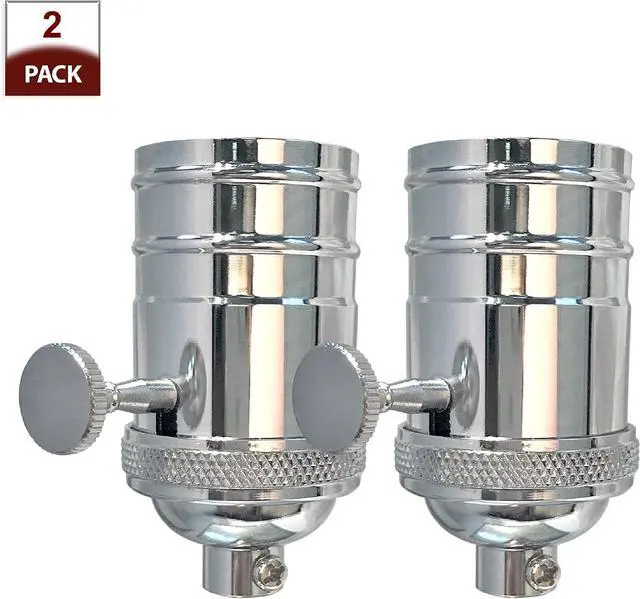Alt view image 2 of 7 - Royal Designs, Inc. Full Range 3 Way Vintage Turn Knob Lamp Socket (Polished Nickel, A. Set of 2)