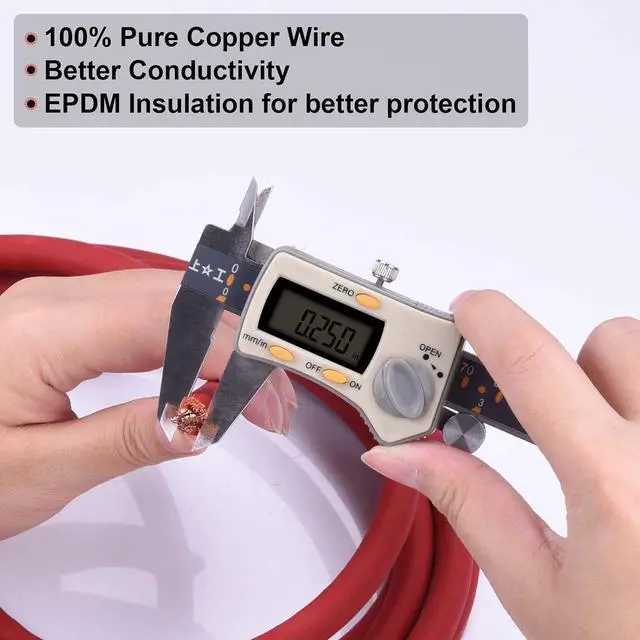 Alt view image 3 of 6 - 4 Gauge Battery Cable, 15FT Red + 15FT Black 4 AWG Pure Copper Wire Welding Cable, for Automotive, Battery, Solar and Generator, Standard USA OFC Wire