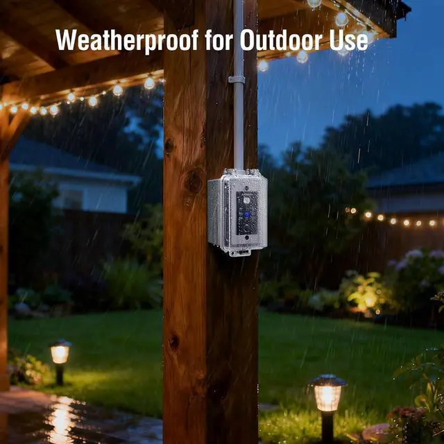 Alt view image 5 of 7 - SURAIELEC 20A Heavy Duty Dusk to Dawn Light Sensor Timer Switch, 2400W Hardwired Weatherproof Photocell Controller for Outdoor Security Lighting, Floodlights, Patio Lights, Christmas Decorations