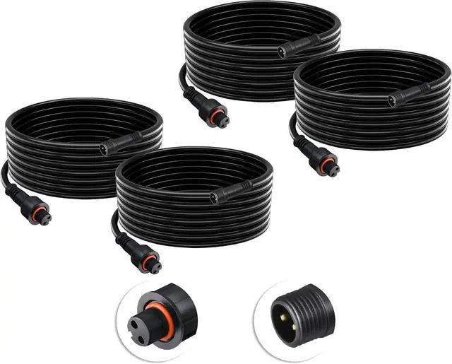Main image of 4 PCS 6.5ft Extension Cord (with 2-PIN), Designed for COLOER All-in-One Low Voltage Landscape Lighting Kit, IP65 Waterproof Extension Cable, UL Listed