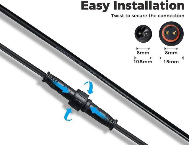 Alt view image 5 of 6 - 4 PCS 6.5ft Extension Cord (with 2-PIN), Designed for COLOER All-in-One Low Voltage Landscape Lighting Kit, IP65 Waterproof Extension Cable, UL Listed