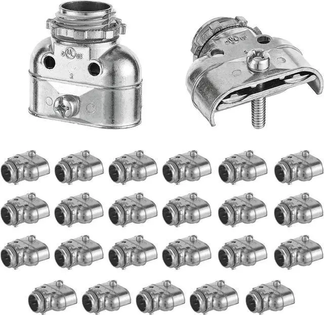Main image of Penitue 25 Pcs Duplex 3/8" Wire Box Connectors, Zinc Alloy Die Cast Metal Electrical Fittings Conduit Screw Clamp Couplings to Protect Cables for Flex/AC/MC/NM Sheathed Cable