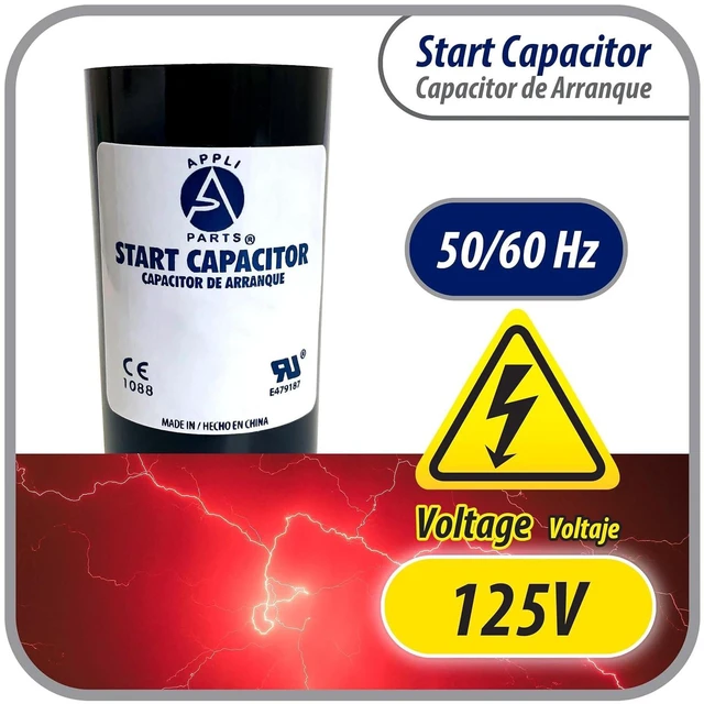 Alt view image 2 of 7 - Appli Parts motor start capacitor 161-193 Mfd (microfarads) uF 110-125VAC universal fit for electric motor applications 1-7/16 in Diameter 2-3/4 in Height CON-161-110
