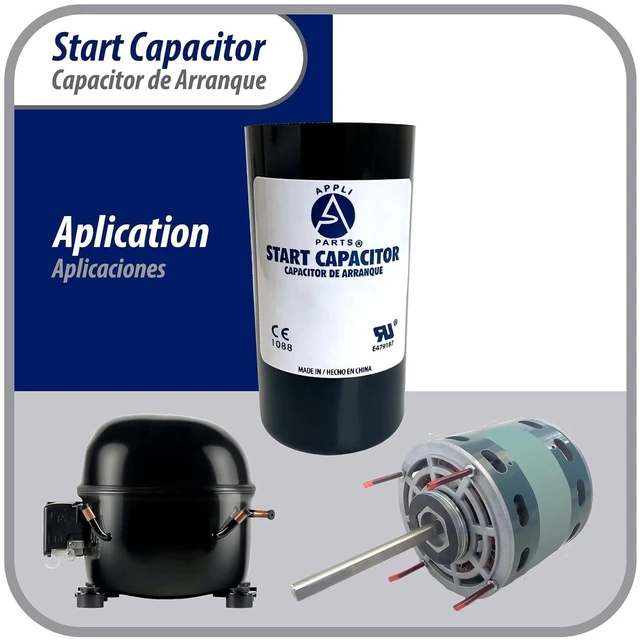 Alt view image 3 of 7 - Appli Parts motor start capacitor 161-193 Mfd (microfarads) uF 110-125VAC universal fit for electric motor applications 1-7/16 in Diameter 2-3/4 in Height CON-161-110