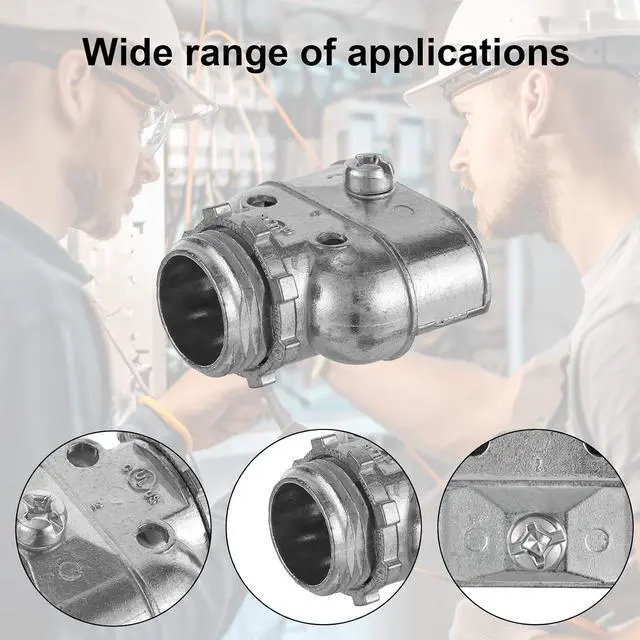 Alt view image 6 of 7 - Penitue 25 Pcs Duplex 3/8" Wire Box Connectors, Zinc Alloy Die Cast Metal Electrical Fittings Conduit Screw Clamp Couplings to Protect Cables for Flex/AC/MC/NM Sheathed Cable