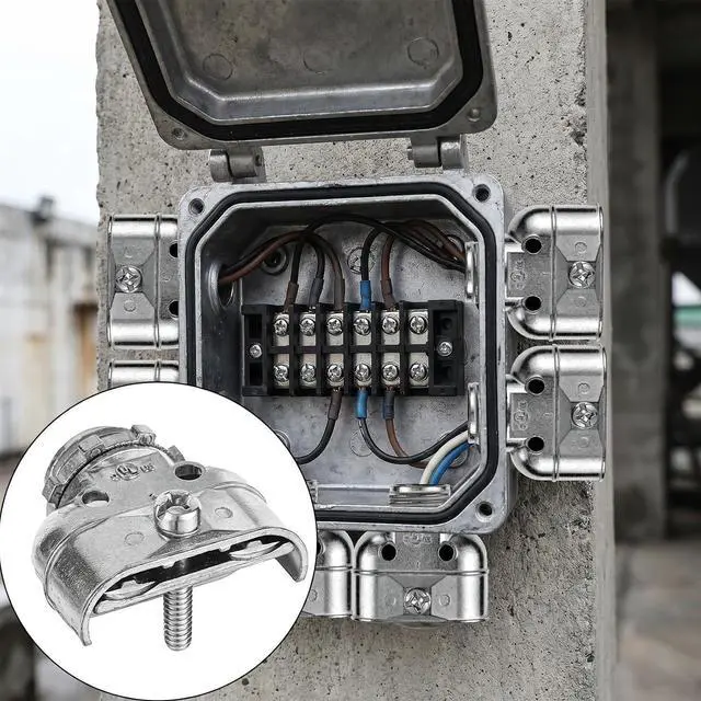 Alt view image 7 of 7 - Penitue 25 Pcs Duplex 3/8" Wire Box Connectors, Zinc Alloy Die Cast Metal Electrical Fittings Conduit Screw Clamp Couplings to Protect Cables for Flex/AC/MC/NM Sheathed Cable