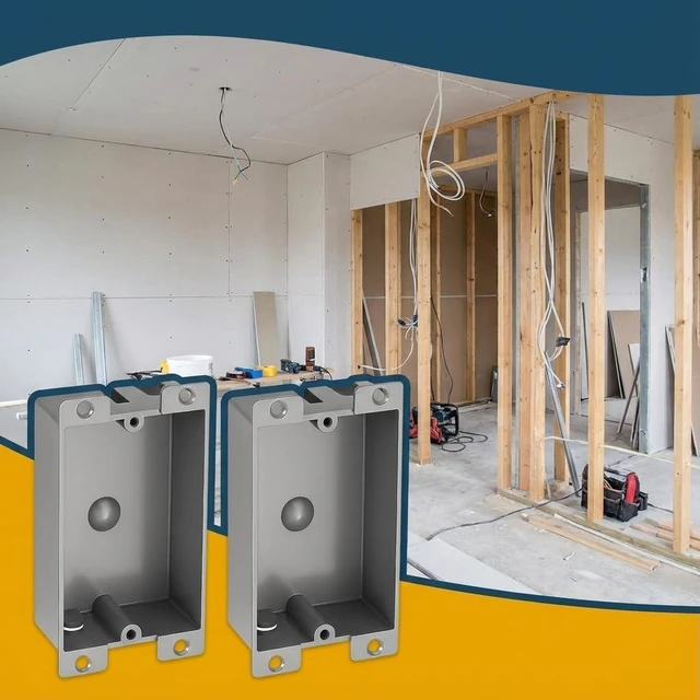 Alt view image 5 of 5 - 15 Pack Shallow Outlet Box 8 Cubic Single Gang Old Work Junction Box Grey Plastic Electrical Remodel Box for Tight Spaces, Fire Rated 1-Gang Wall Box for Switches or Receptacles