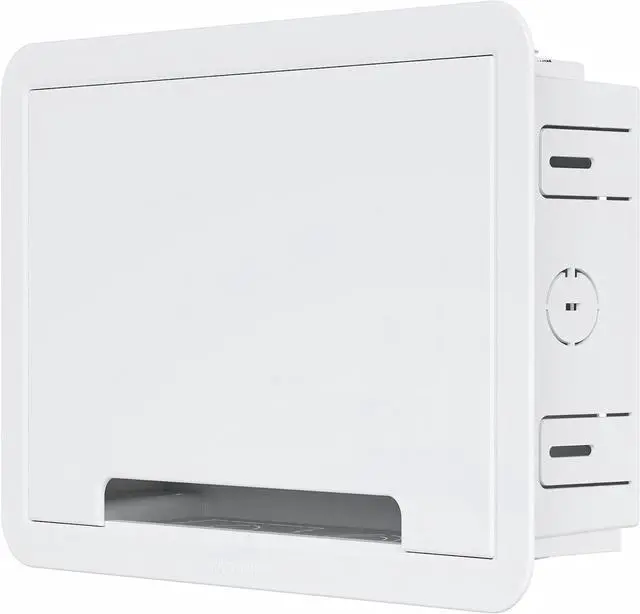 Main image of 9-Inch Recessed in-Wall TV Media Box with Cable Management - Structured Wiring Enclosure Compatible with Streaming Media Players and TV Connection Systems - WiFi Friendly Design (White)