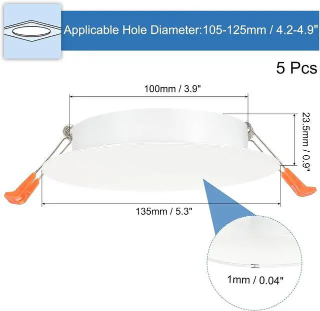 Alt view image 2 of 7 - PATIKIL 5Pcs 135mm/5.3" Diameter Metal Ceiling Hole Cover Plate, Downlight Hole Trim Wall Mount Decorative Cap Access Panel for 4.1-4.9inch Round Ceiling and Wall Openings, Matte White