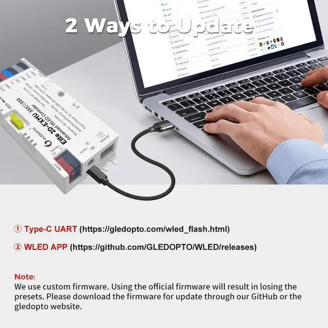 Alt view image 7 of 7 - GLEDOPTO Elite ESP32 WLED LED Controller Ethernet WiFi Network Built in I2S Mic 20A Fuse Energy Saving Relay Level Shifter IC ESD Chip Work with Addressable Digital RGB IC WS2811 WS2815 SK6812 etc