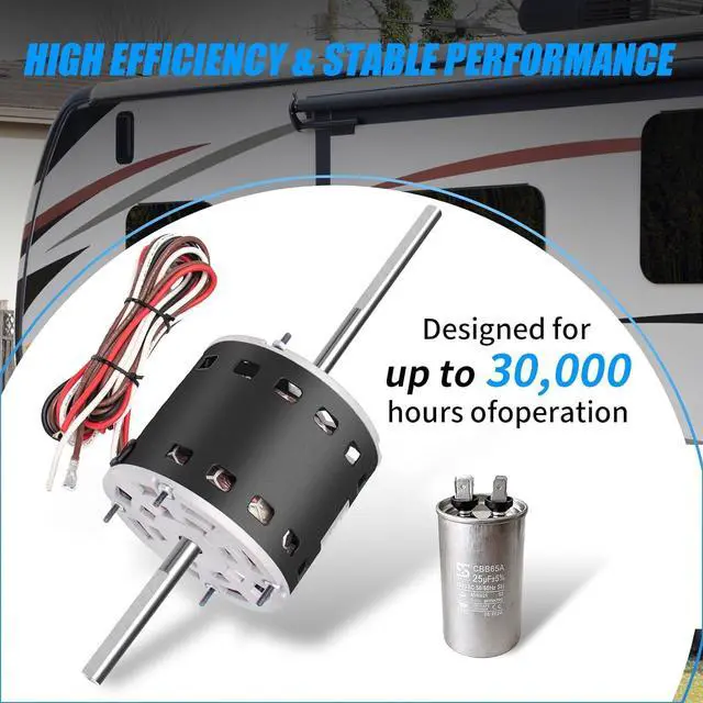 Alt view image 6 of 7 - RV AC Fan Motor with Capacitor, 1/3 HP, 115 Volts, 1675 RPM, Replacement for Fasco D1092, Compatible with Coleman Mach 6000, 8000 Series, Models 48004, 48014, 48064, Airxcel 48254C966