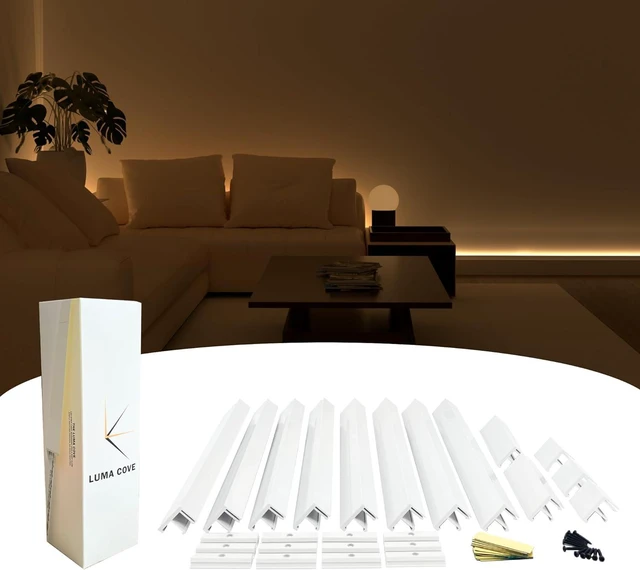 Main image of The 8.2FT/2.5M Modular Channel Assembly Kit for The Concealment of LED Strip Lighting Surface Mounted Cove Light Baseboard Uplight Wall Washer Lighting Decor