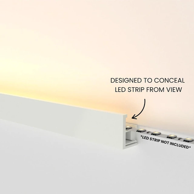 Alt view image 2 of 7 - The 8.2FT/2.5M Modular Channel Assembly Kit for The Concealment of LED Strip Lighting Surface Mounted Cove Light Baseboard Uplight Wall Washer Lighting Decor