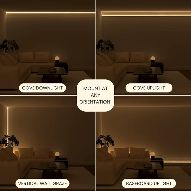 Alt view image 3 of 7 - The 8.2FT/2.5M Modular Channel Assembly Kit for The Concealment of LED Strip Lighting Surface Mounted Cove Light Baseboard Uplight Wall Washer Lighting Decor