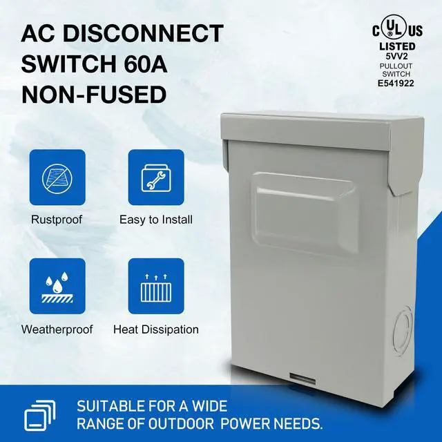 Alt view image 3 of 7 - Z PDBX-60AN 6 Pack Disconnect Box AC 60A 240V No Fuse Pull Out Disconnect Switch