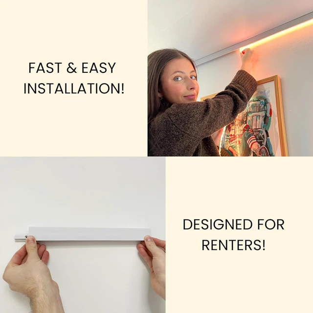 Alt view image 6 of 7 - The 8.2FT/2.5M Modular Channel Assembly Kit for The Concealment of LED Strip Lighting Surface Mounted Cove Light Baseboard Uplight Wall Washer Lighting Decor