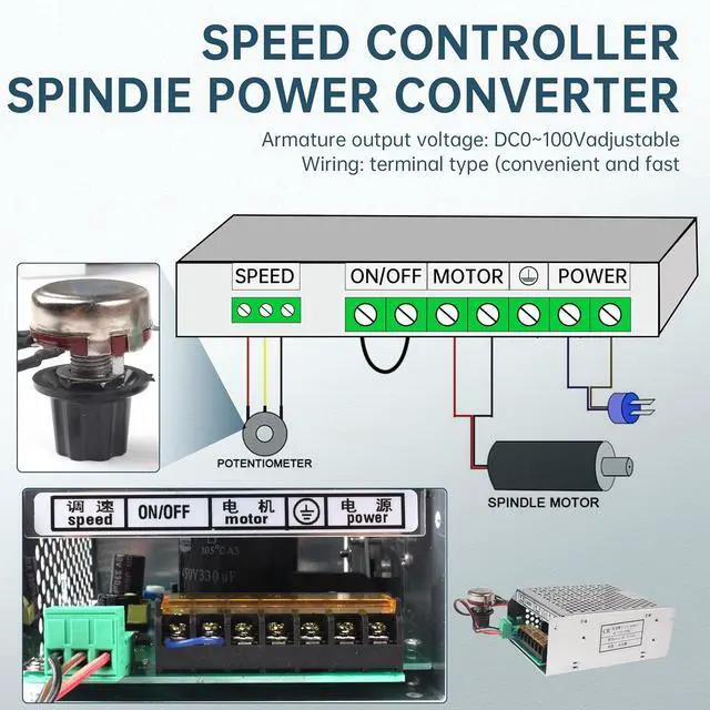 Alt view image 2 of 7 - RATTMMOTOR CNC Spindle Motor Speed Controller 6A Spindle Motor Speed Power Converter Compatible with 500W DC Air Cooled Spindle Motor