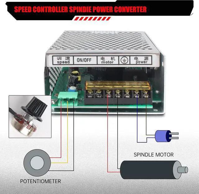Alt view image 4 of 7 - RATTMMOTOR CNC Spindle Motor Speed Controller 6A Spindle Motor Speed Power Converter Compatible with 500W DC Air Cooled Spindle Motor