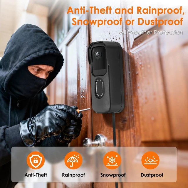 Alt view image 4 of 7 - 2in1 Charging Cable with Adapter & No Drill Adhesive Doorbell Mount for Blink Video Doorbell (2nd Gen)-2025 Release, Doorbell Transformer with 16.4ft Weatherproof Power Cord for Blink Doorbell Camera