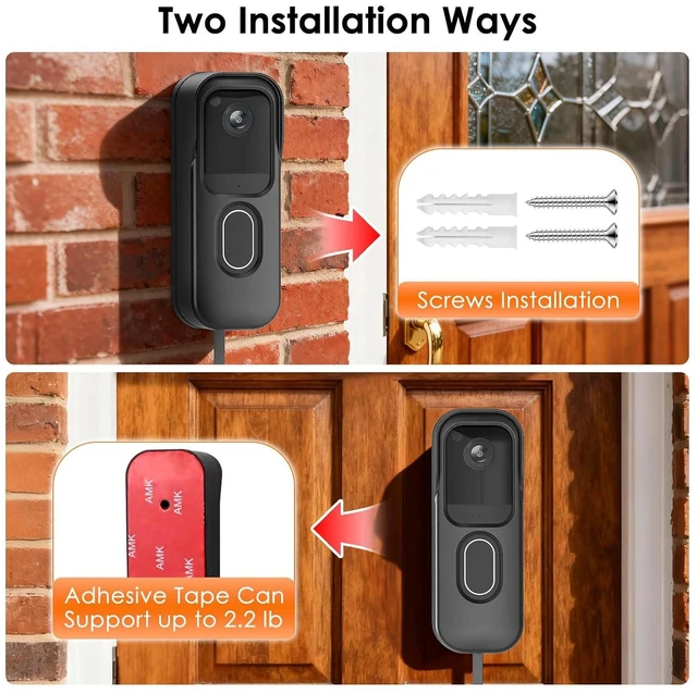 Alt view image 3 of 7 - 2in1 Charging Cable with Adapter & No Drill Adhesive Doorbell Mount for Blink Video Doorbell (2nd Gen)-2025 Release, Doorbell Transformer with 16.4ft Weatherproof Power Cord for Blink Doorbell Camera