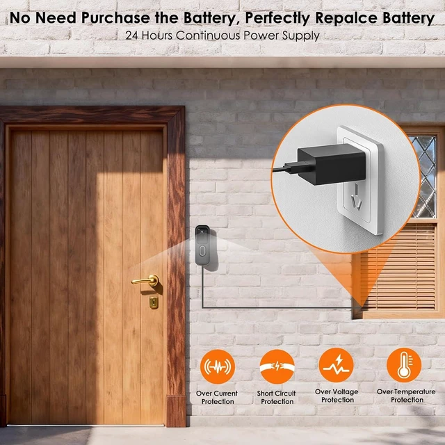 Alt view image 5 of 7 - 2in1 Charging Cable with Adapter & No Drill Adhesive Doorbell Mount for Blink Video Doorbell (2nd Gen)-2025 Release, Doorbell Transformer with 16.4ft Weatherproof Power Cord for Blink Doorbell Camera