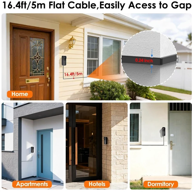 Alt view image 6 of 7 - 2in1 Charging Cable with Adapter & No Drill Adhesive Doorbell Mount for Blink Video Doorbell (2nd Gen)-2025 Release, Doorbell Transformer with 16.4ft Weatherproof Power Cord for Blink Doorbell Camera