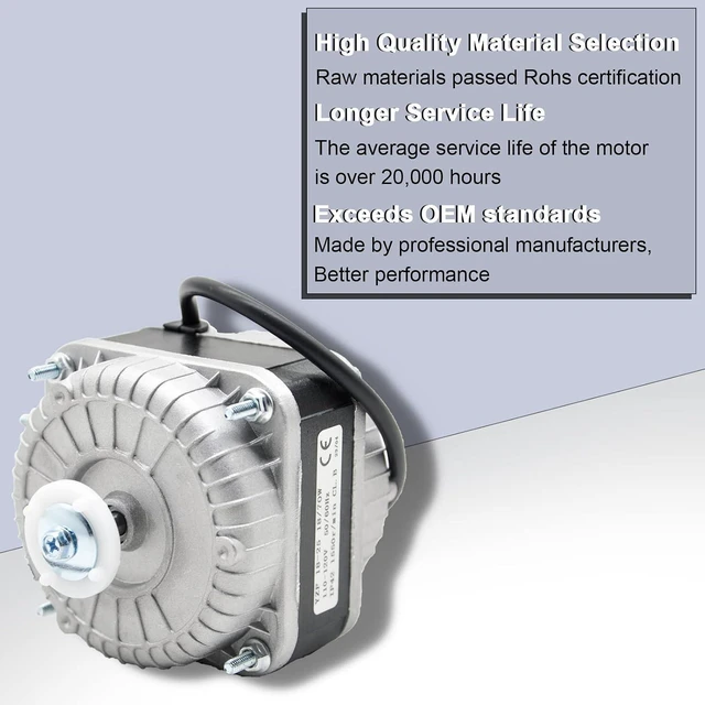 Alt view image 4 of 7 - YZF18-25 Shaded Pole Motor, 120V 60HZ 18W 1.01A 1550 r/min, 4 Shaded Poles, Replace W0301905 YZF6-13 YZF10-20, Widely Using in The Radiator, Evaporator, Condenser and Other Refrigeration Equipment