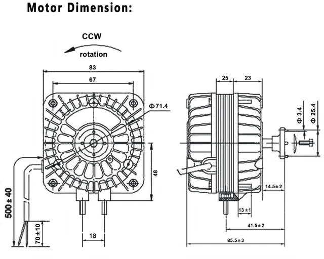 Alt view image 5 of 7 - YZF18-25 Shaded Pole Motor, 120V 60HZ 18W 1.01A 1550 r/min, 4 Shaded Poles, Replace W0301905 YZF6-13 YZF10-20, Widely Using in The Radiator, Evaporator, Condenser and Other Refrigeration Equipment