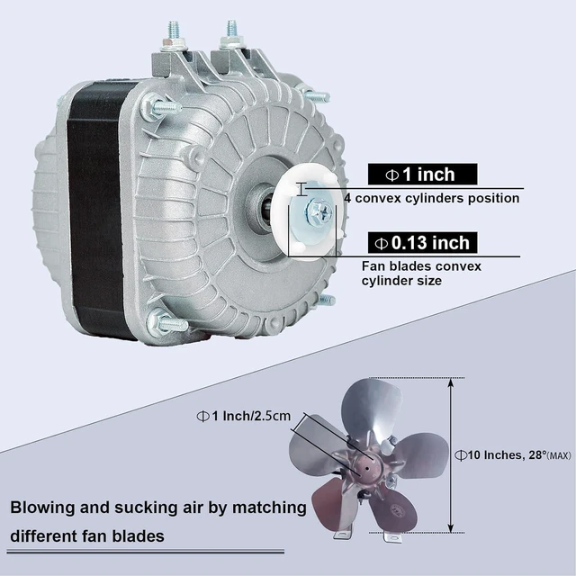 Alt view image 6 of 7 - YZF18-25 Shaded Pole Motor, 120V 60HZ 18W 1.01A 1550 r/min, 4 Shaded Poles, Replace W0301905 YZF6-13 YZF10-20, Widely Using in The Radiator, Evaporator, Condenser and Other Refrigeration Equipment