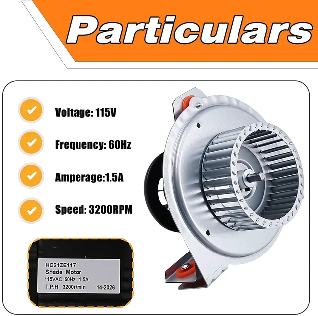Alt view image 4 of 6 - HC21ZE117 Carrier Furnace Draft Inducer Blower Motor Kit Compatible with Bryant, Payne, Jakel Furnace, Quiet Inducer Motor with Wheel & Bracket, Replace# 318984-753, J238-150-1571, HC21ZE117-B